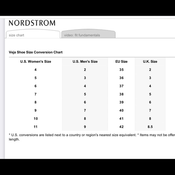 Size chart veja Clearance